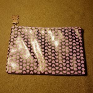 Too Faced pink gold heart bear makeup cosmetic bag
